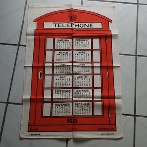 Vintage new kitchen towel, UK phone 1981